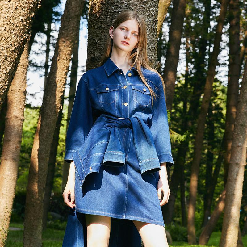 Denim Dress With Belt GOELIA