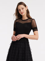 Short Sleeve Mesh Layered Dress Test Test GOELIA