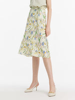 19 Momme Mulberry Silk Iris Printed Women Half Skirt GOELIA