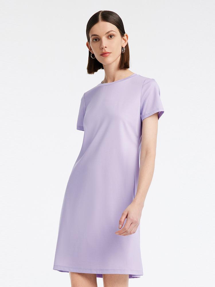 Knitted Dress Two-Piece Set Purple Dress And Grey Pleated Maxi Skirt GOELIA