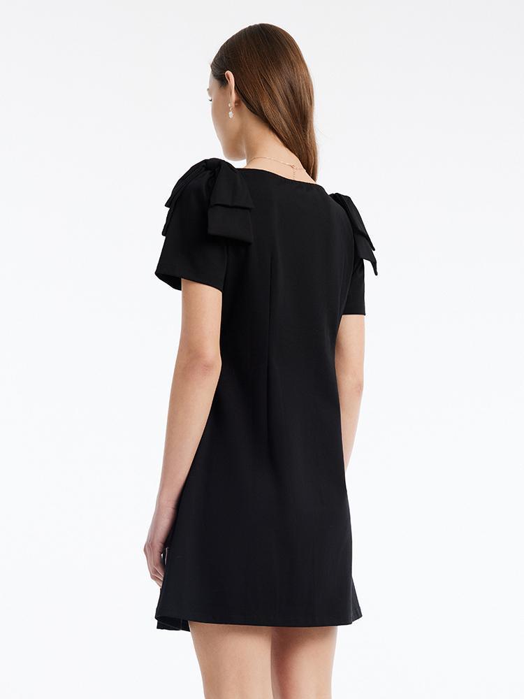 Shoulder Bowknot Square Neck Dress GOELIA