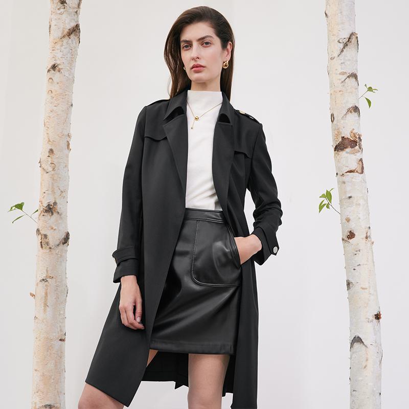 Worsted Wool Trench Coat With Belt GOELIA