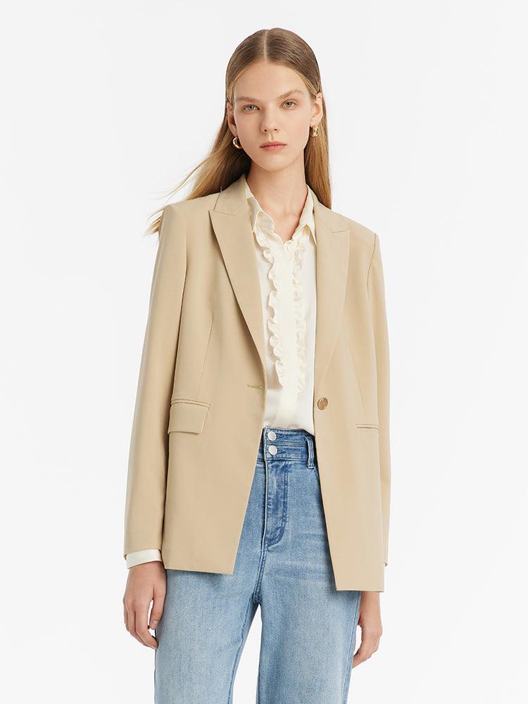 Notched Lapel One Button Women Blazer Test
