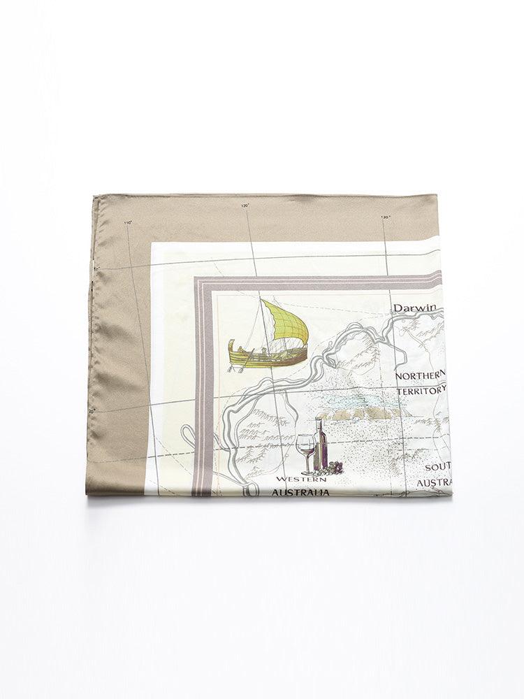 Mulberry Silk Map Print Square Scarf
