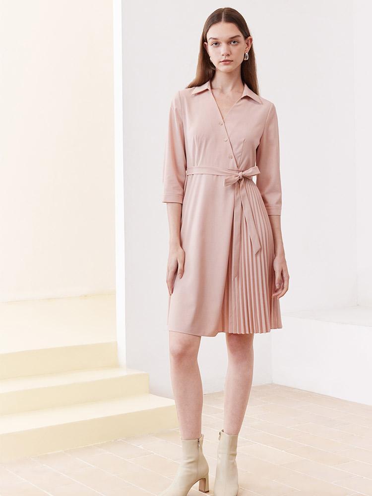 V-neck Double Layer Wrap Dress GOELIA