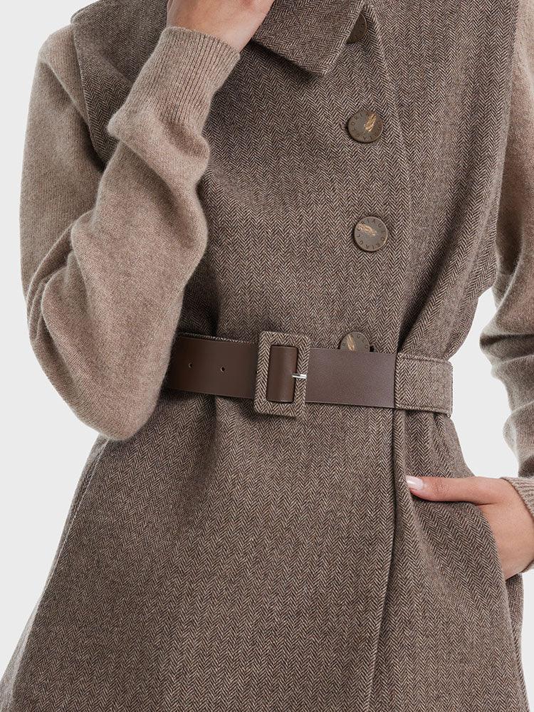 Coffee Brown Washable Wool Two-piece Cloak GOELIA