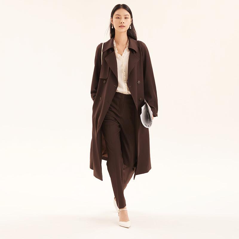 Brown Worsted Trench Coat Test GOELIA