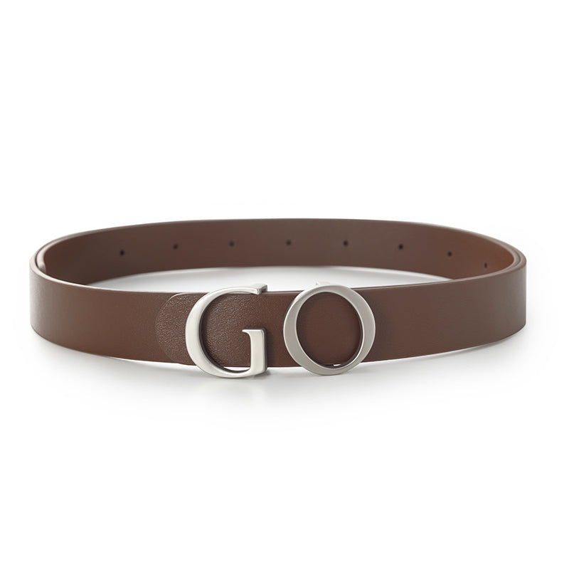 GO Letter Middle Size Women Leather Belt GOELIA