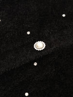 Black V-Neck Rhinestone Knitted Women Cardigan GOELIA