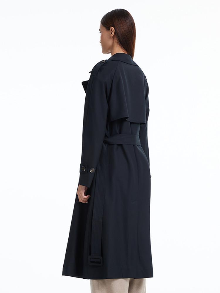 Worsted Wool Trench Double-Breasted Coat GOELIA