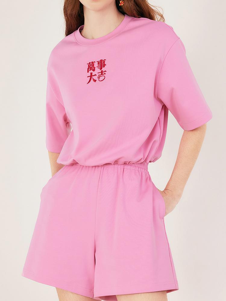 Pink Short Sleeve Two-Piece Set GOELIA