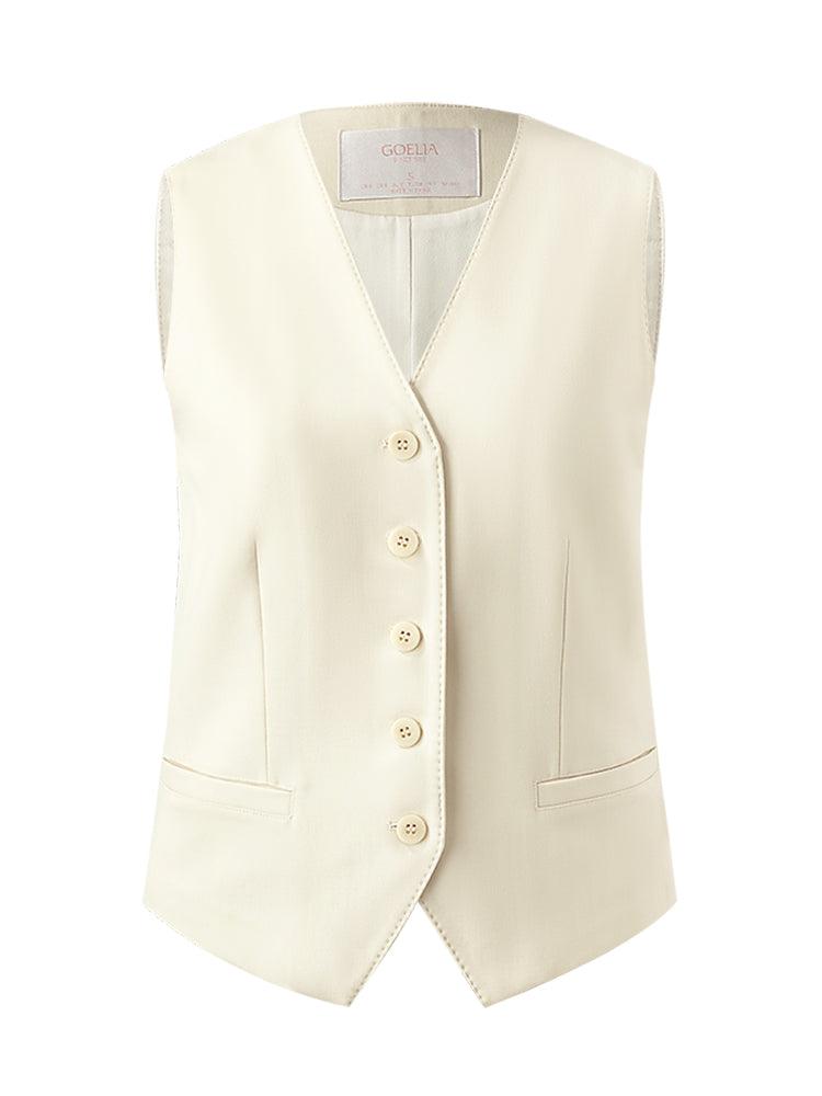 Worsted Wool Single-Breasted Women Vest GOELIA