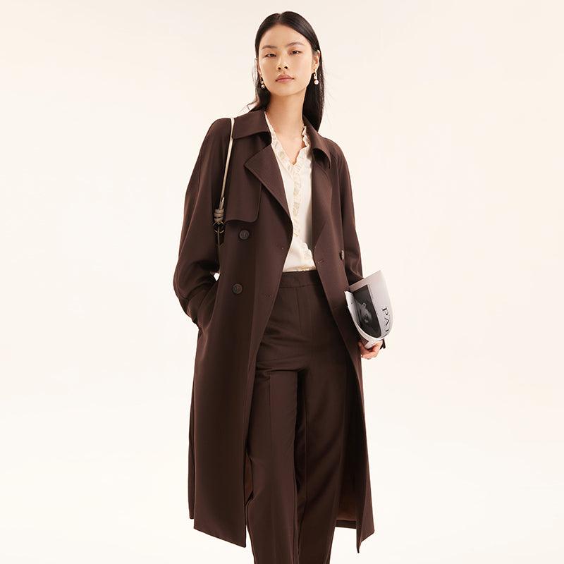 Brown Worsted Trench Coat Test GOELIA