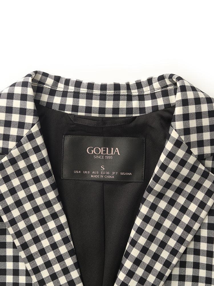 Black And White Checkered Short Suit Jacket GOELIA