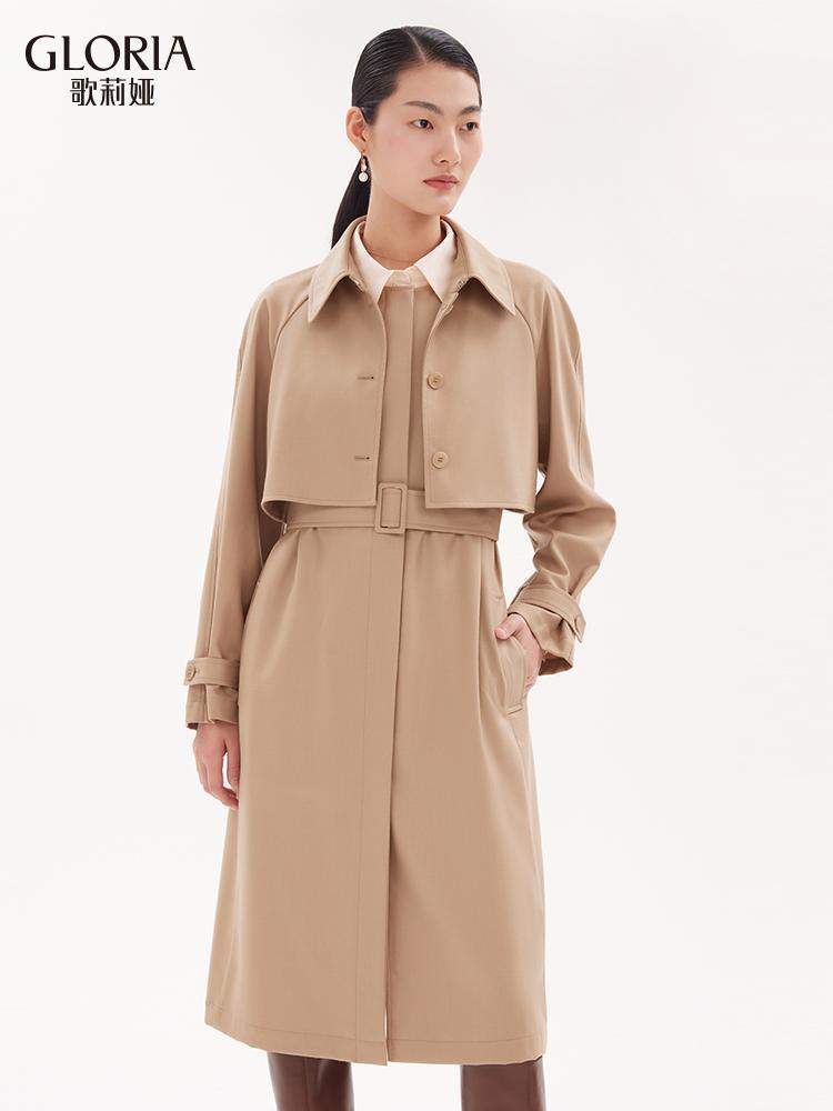 Worsted Wool Trench Coat (Jacket+Vest Dress) GOELIA