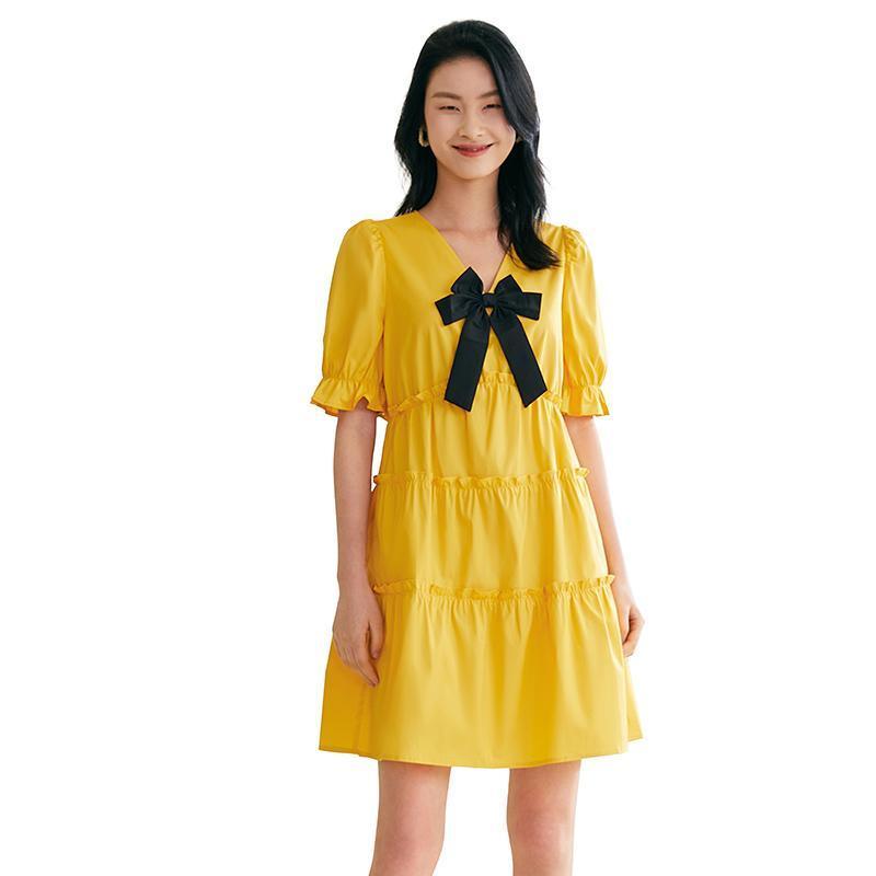 Ice Cool V-Neck Bowknot Dress GOELIA