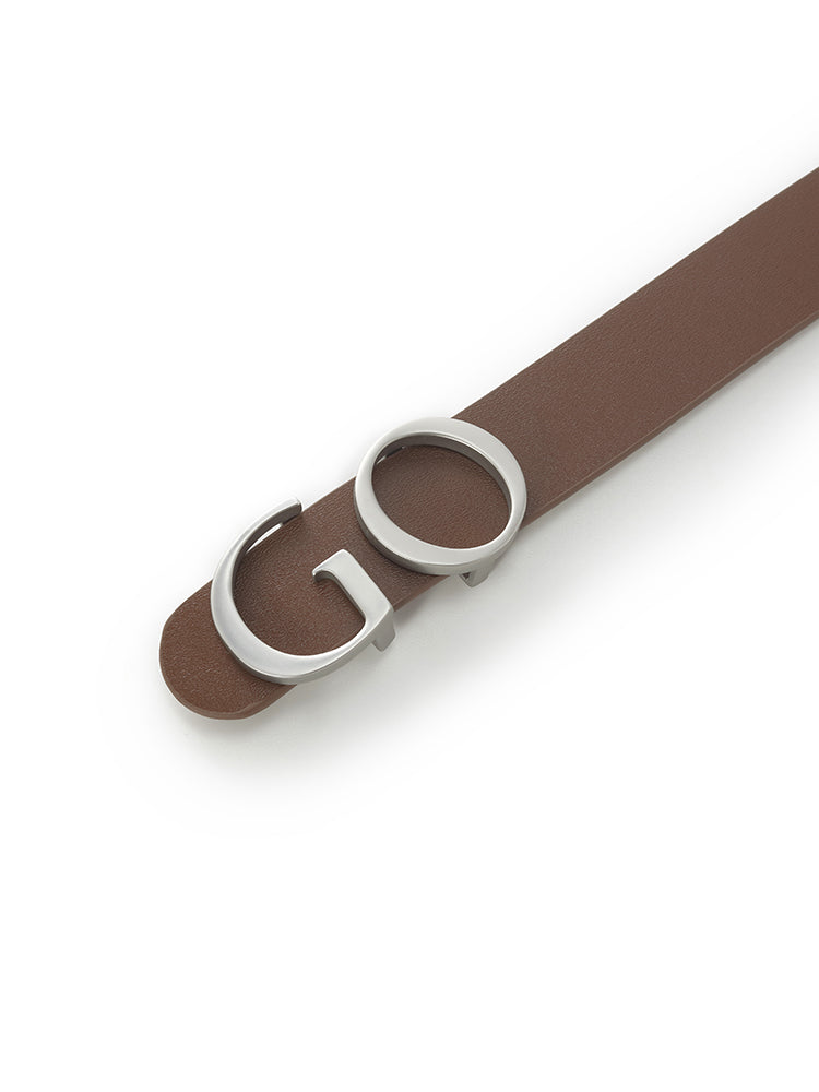 GO Letter Middle Size Women Leather Belt GOELIA