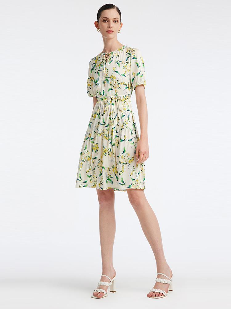 19 Momme Silk Floral Dress GOELIA