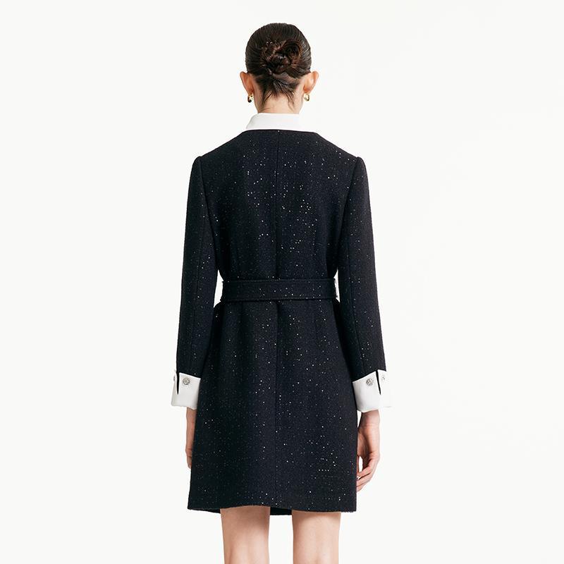 Tweed Waist-cinching Woolen Dress GOELIA