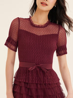 Short Sleeve Mesh Layered Dress Test Test GOELIA