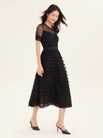 Short Sleeve Mesh Layered Dress Test Test GOELIA