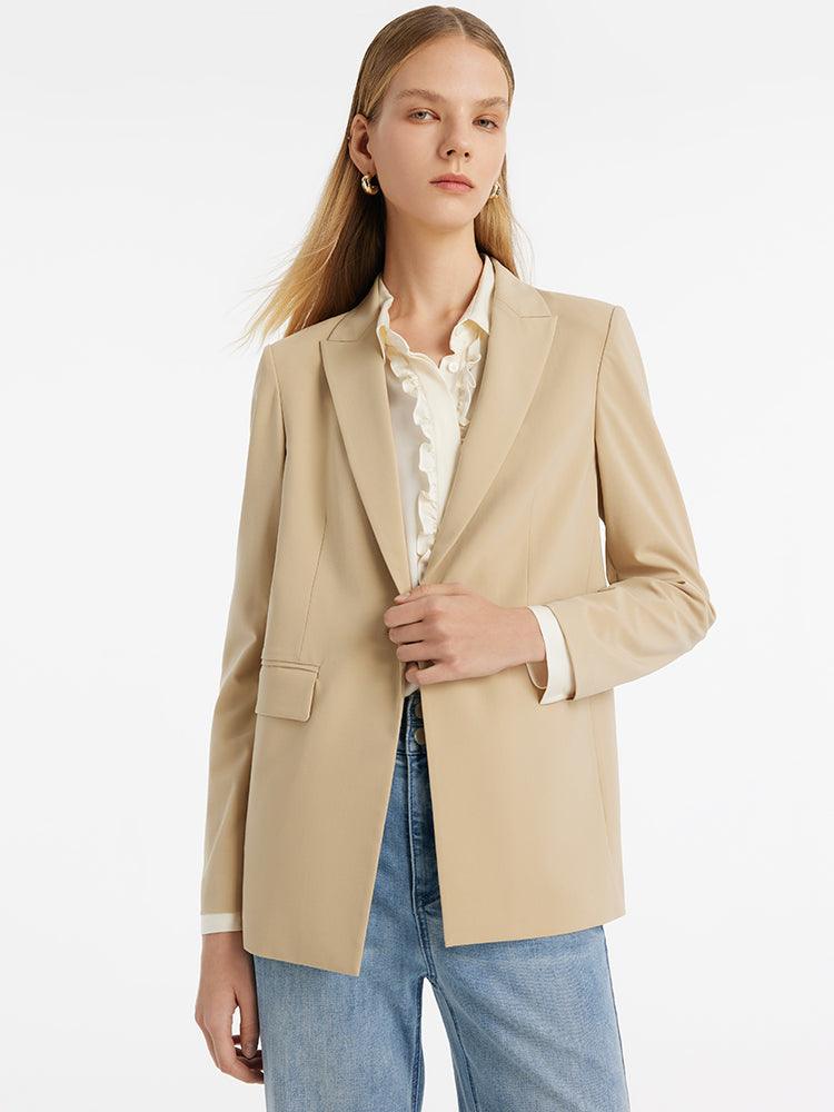 Notched Lapel One Button Women Blazer Test GOELIA