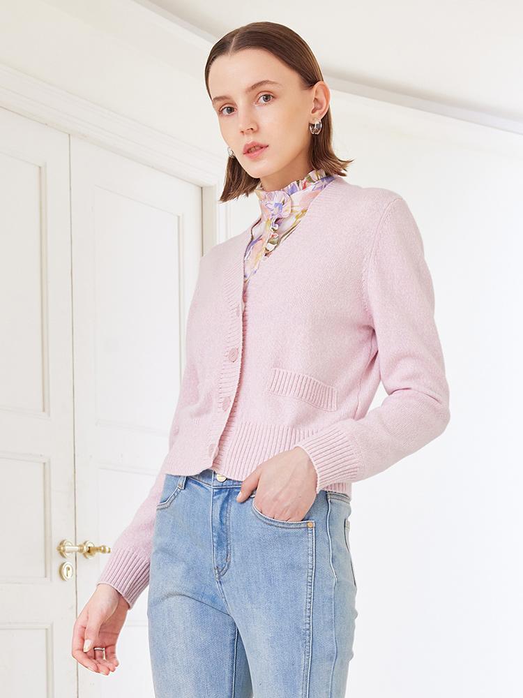 Pink Woolen Cardigan GOELIA