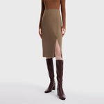 Double Worsted Woolen Slit Skirt GOELIA