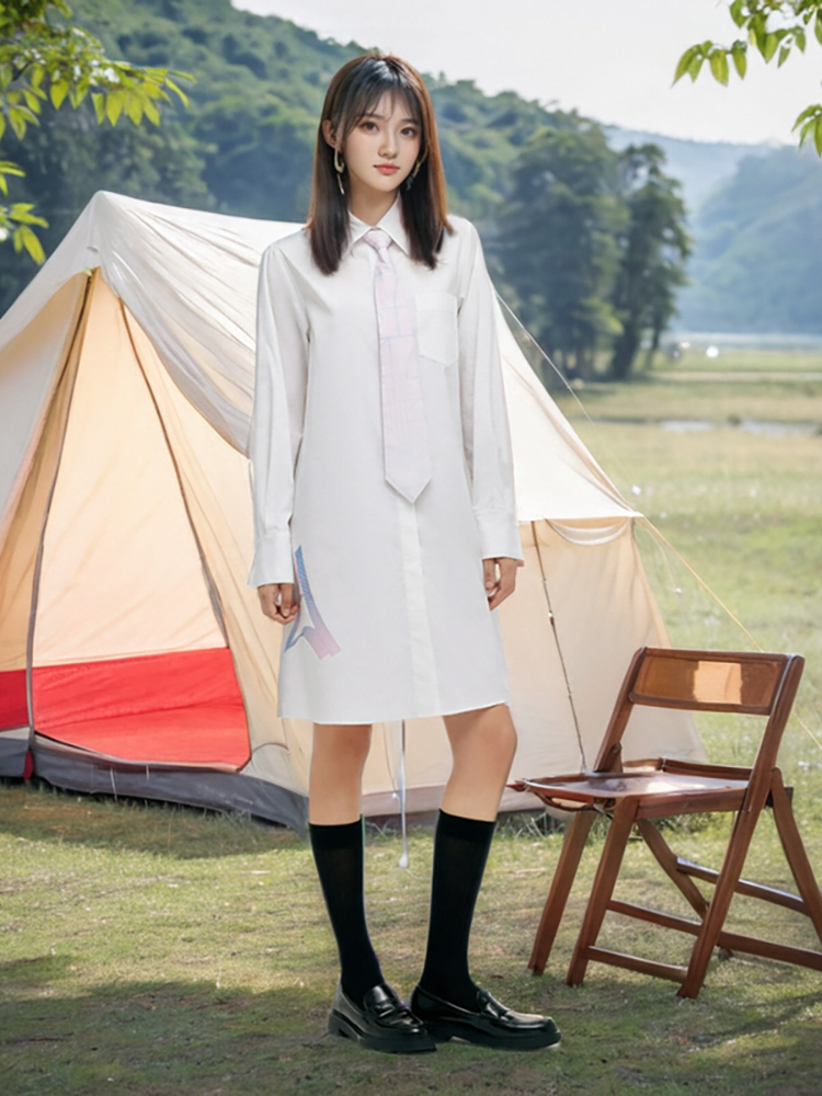 GOELIA X CHRISTINE PHUNG Shirt Dress With Necktie GOELIA