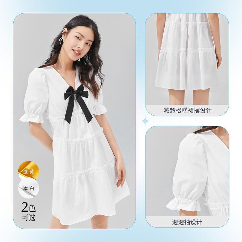 Ice Cool V-Neck Bowknot Dress GOELIA