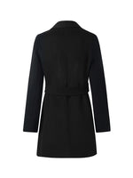 Tencel Wool Notched Lapel Mid-Length Coat With Belt GOELIA