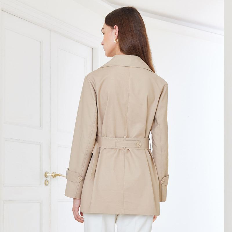 Crop Women Trench Coat With Belt GOELIA