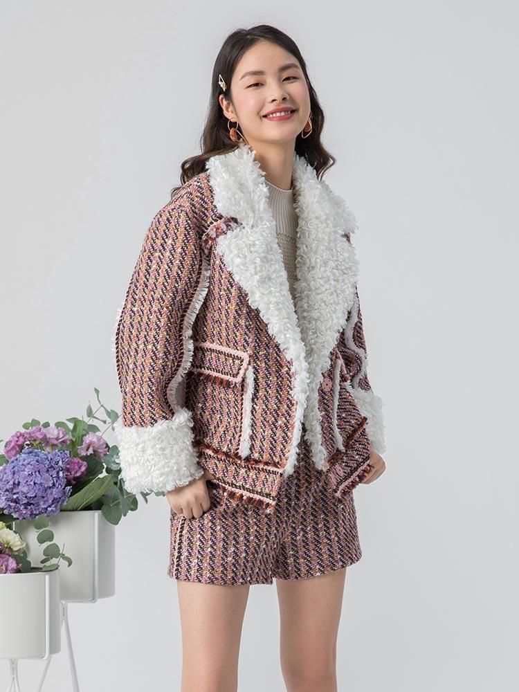 Veste en tweed à grands revers 