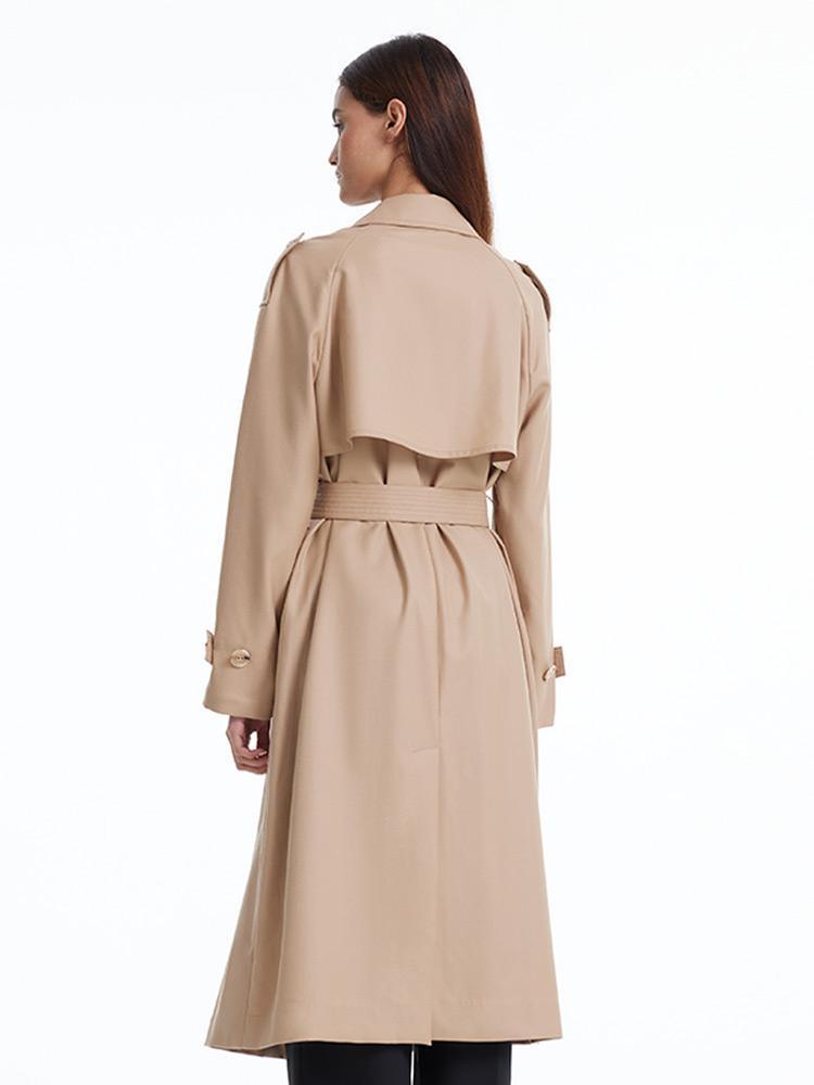 Worsted Wool Trench Double-Breasted Coat GOELIA