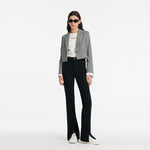 Black And White Checkered Short Suit Jacket GOELIA
