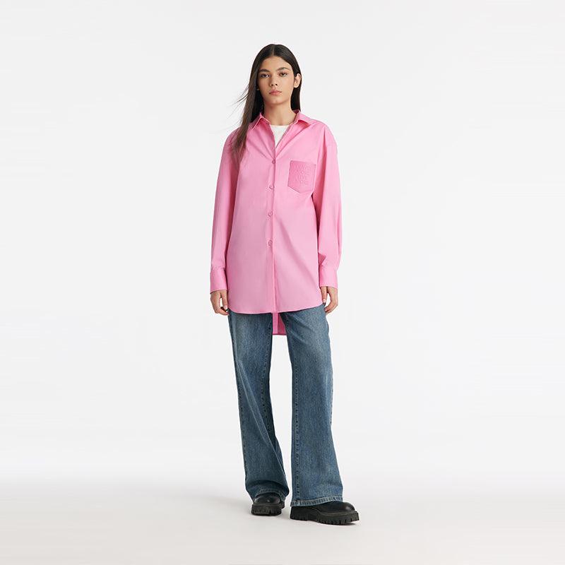 Pink Oversized Women Shirt Test GOELIA