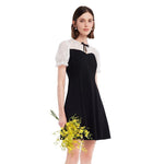 Patchwork Waist-Skimming Dress With Bowknot GOELIA