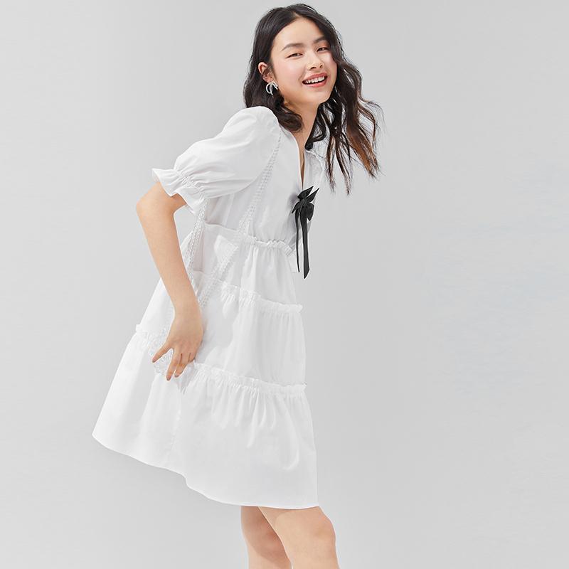 Ice Cool V-Neck Bowknot Dress GOELIA