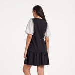 A-Shape Patchwork Puff Sleeve Dresses GOELIA