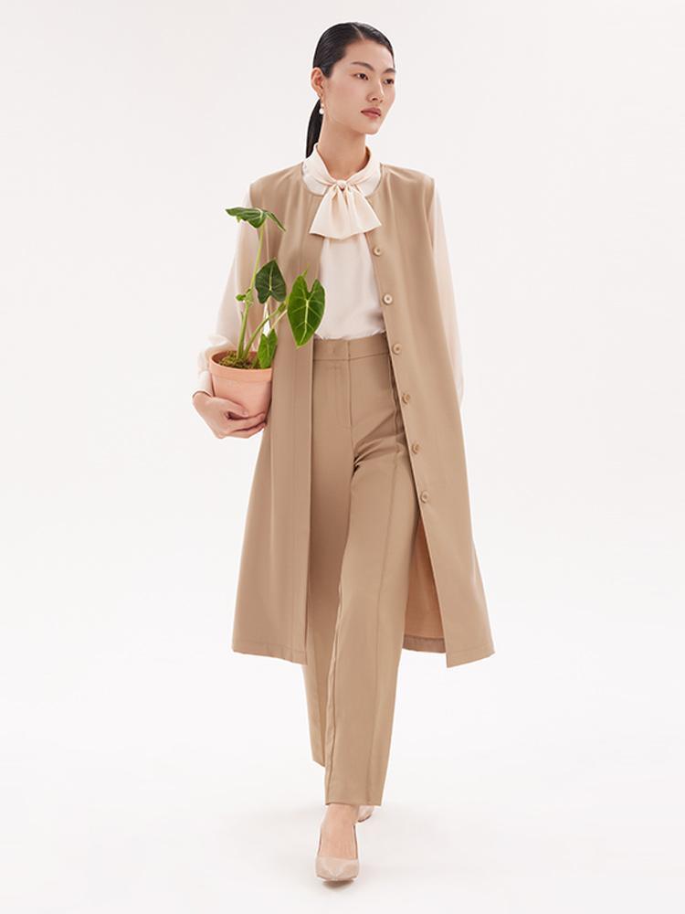 Worsted Wool Trench Coat (Jacket+Vest Dress) GOELIA