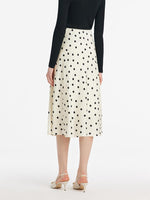 22 Momme Silk Polka Dots Printed Women Half Skirt With 3D Rose Clip And Knotted Headband And GOELIA