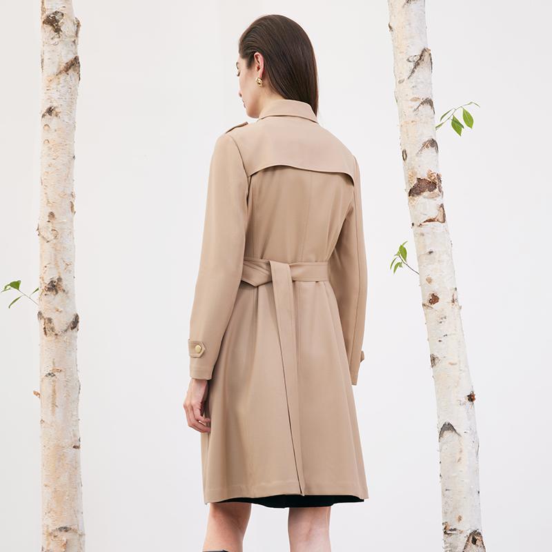 Worsted Wool Trench Coat With Belt GOELIA