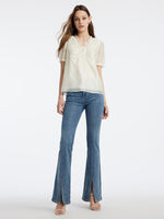 Acetate Split Hem Flare Jeans GOELIA