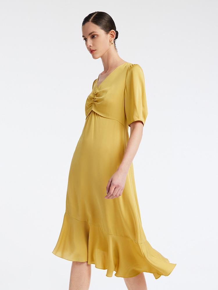 22 Momme Silk Puff Sleeve Dress GOELIA