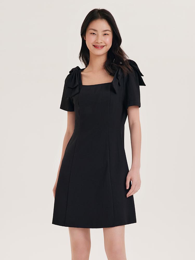 Shoulder Bowknot Square Neck Dress GOELIA