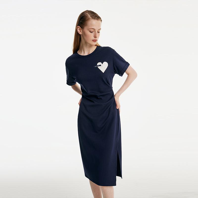 Split Gathered Waist Knitted Midi Dress