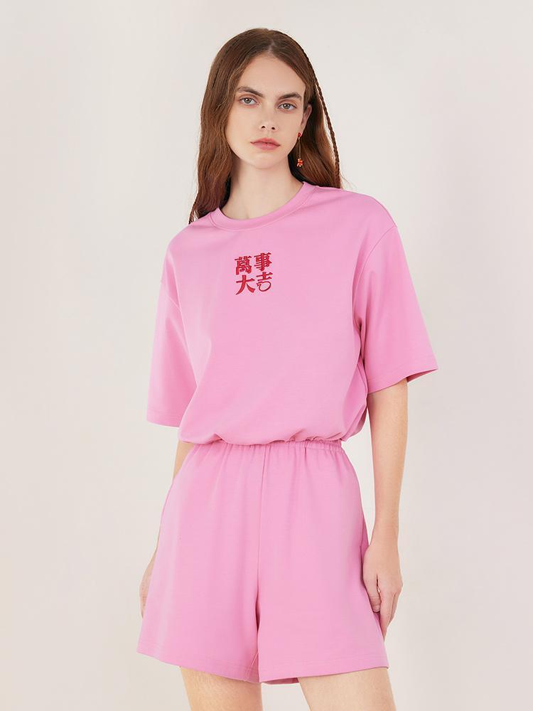 Pink Short Sleeve Two-Piece Set GOELIA