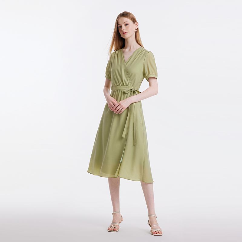 Diacetate Gathered Waist Dress GOELIA