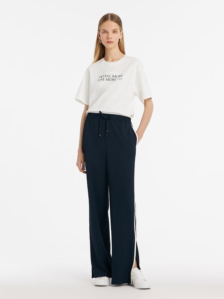 Contrast Full Length Straight Pants GOELIA