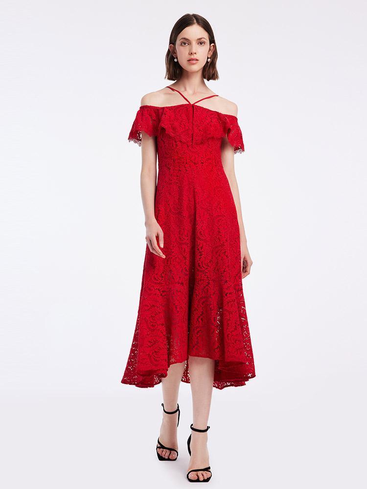 Hollow Lace Midi Dress GOELIA